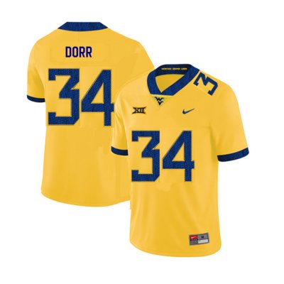 Men's West Virginia Mountaineers NCAA #34 Lorenzo Dorr Yellow Authentic Nike 2019 Stitched College Football Jersey UZ15Y13FL